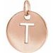 18K Rose Gold-Plated Sterling Silver Initial T 10 mm Disc Pendant