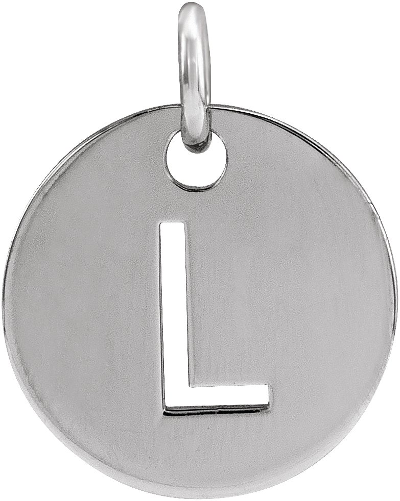 14K White Initial L 10 mm Disc Pendant Ref 16868411