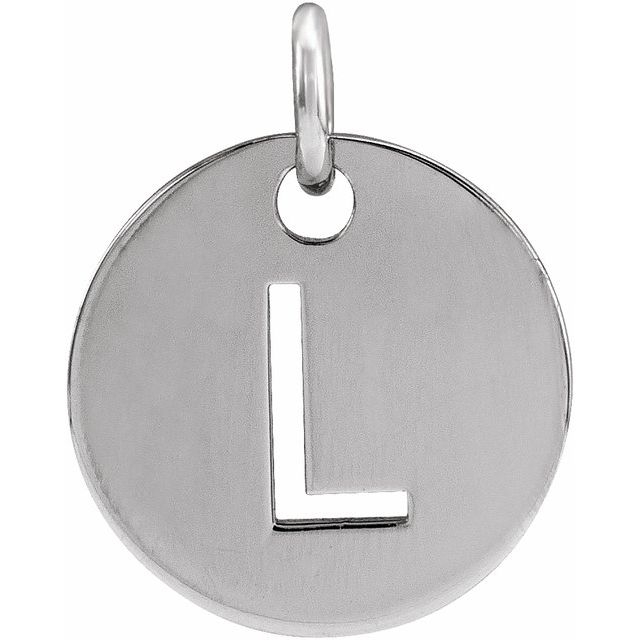 Sterling Silver Initial L 10 mm Disc Pendant