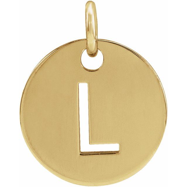 18K Yellow Gold-Plated Sterling Silver Initial L 10 mm Disc Pendant