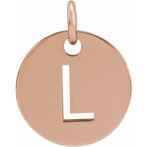 18K Rose Gold-Plated Sterling Silver Initial L 10 mm Disc Pendant