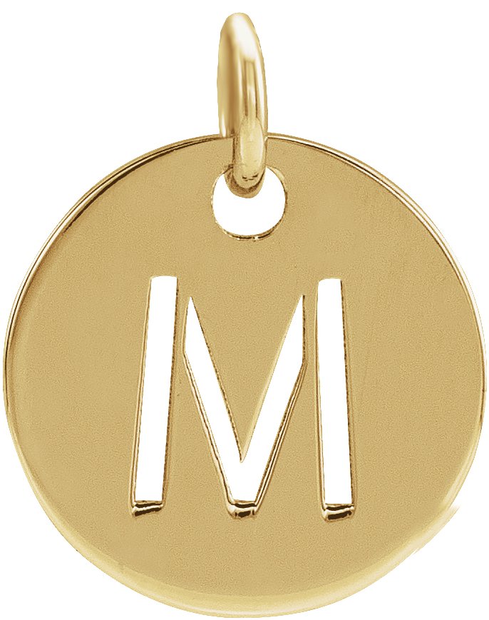 14K Yellow Initial M 10 mm Disc Pendant Ref 16868386