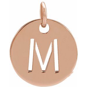 18K Rose Gold-Plated Sterling Silver Initial M 10 mm Disc Pendant