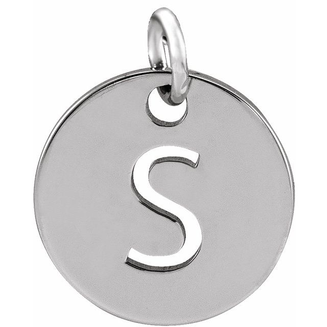 Sterling Silver Initial S 10 mm Disc Pendant