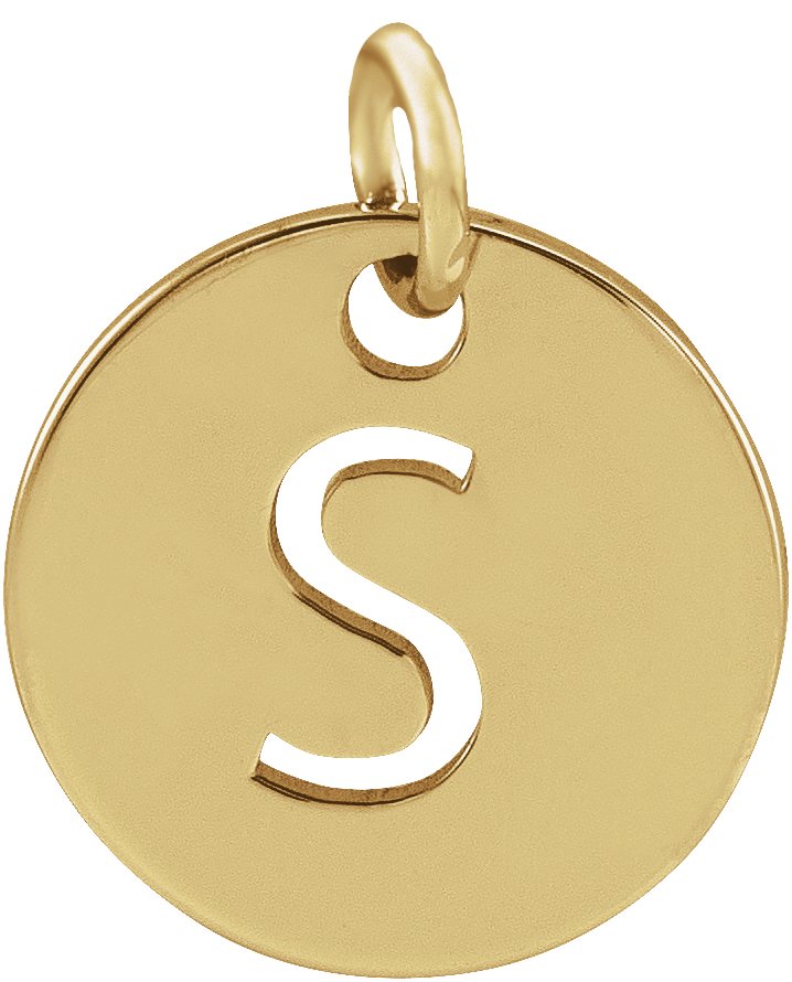 18K Yellow Gold Plated Sterling Silver Initial S 10 mm Disc Pendant Ref 17697305