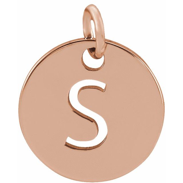 18K Rose Gold-Plated Sterling Silver Initial S 10 mm Disc Pendant