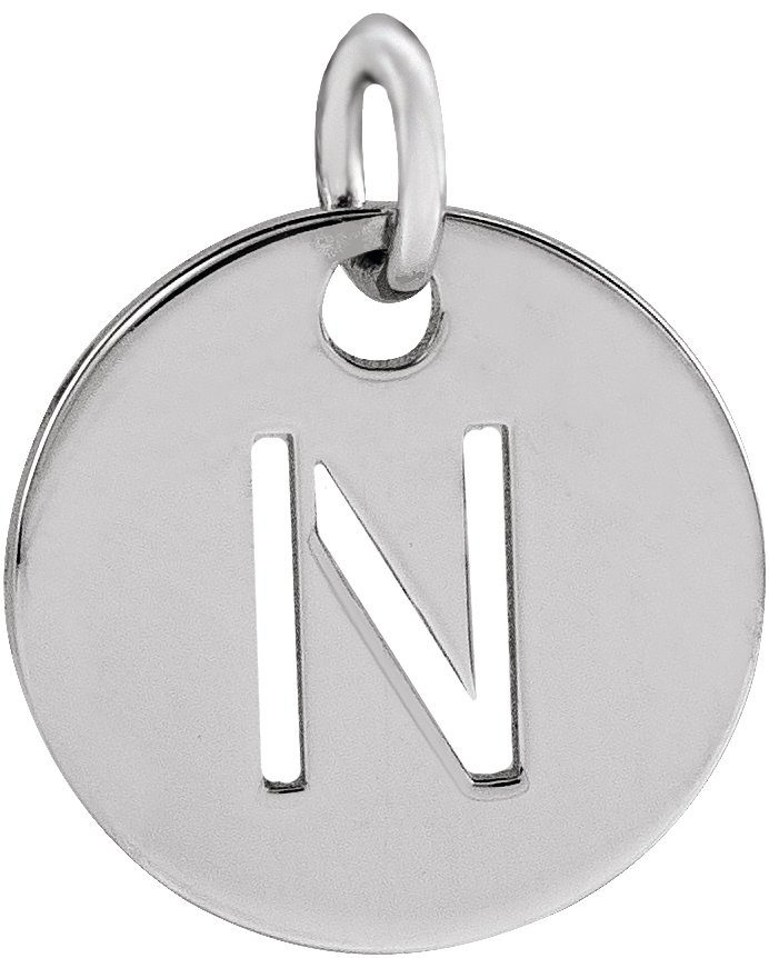 Sterling Silver Initial N 10 mm Disc Pendant Ref 16868465