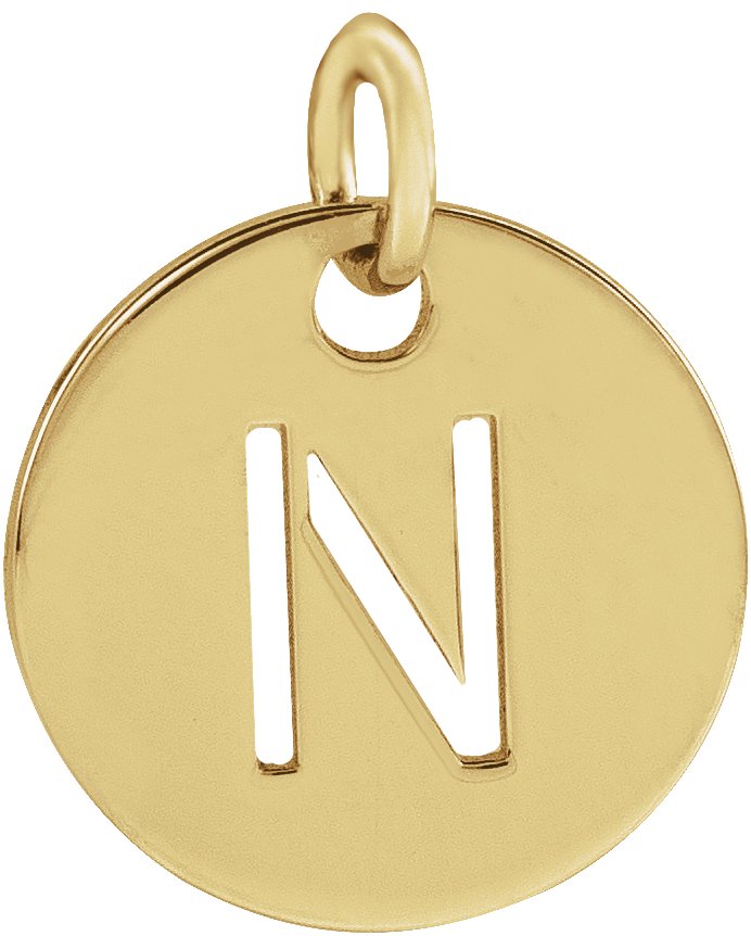 14K Yellow Initial N 10 mm Disc Pendant Ref 16868387