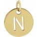 18K Yellow Gold-Plated Sterling Silver Initial N 10 mm Disc Pendant