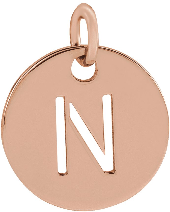 14K Rose Initial N 10 mm Disc Pendant Ref 16868439