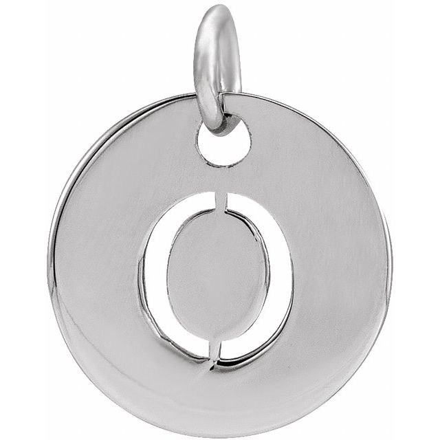 Sterling Silver Initial O 10 mm Disc Pendant