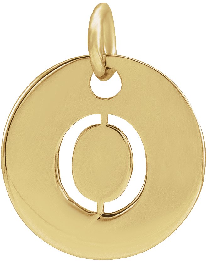 18K Yellow Gold Plated Sterling Silver Initial O 10 mm Disc Pendant Ref 17697301