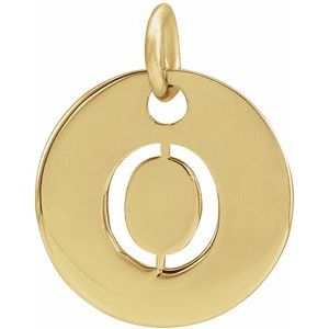 18K Yellow Gold-Plated Sterling Silver Initial O 10 mm Disc Pendant