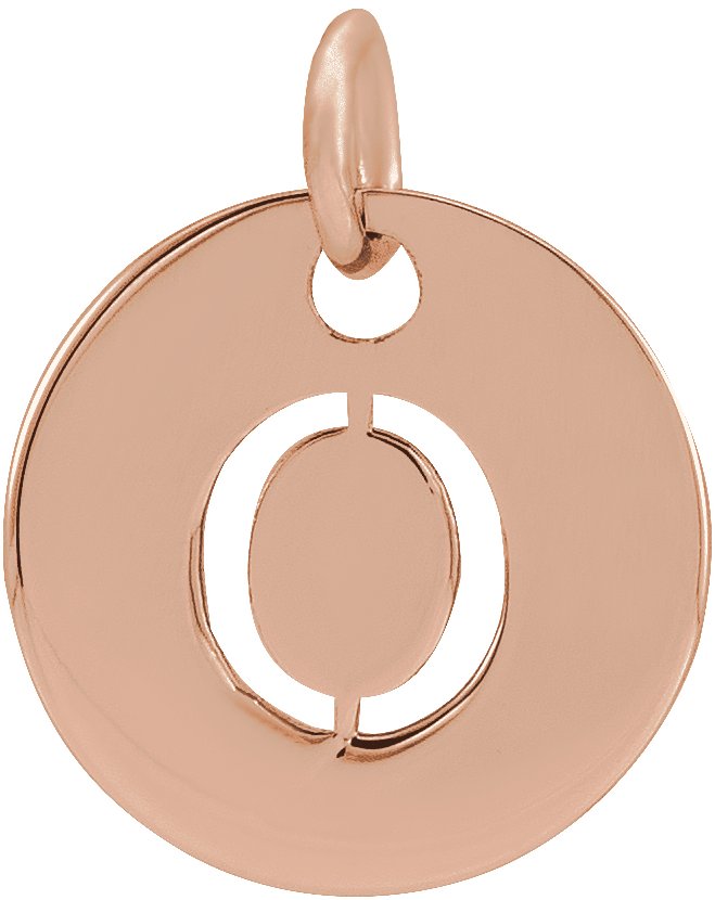 18K Rose Gold Plated Sterling Silver Initial O 10 mm Disc Pendant Ref 17697327