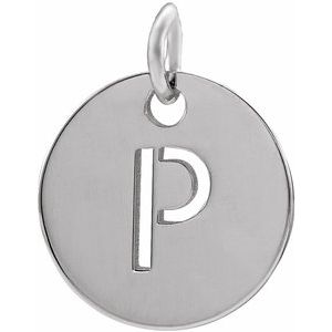 Sterling Silver Initial P 10 mm Disc Pendant