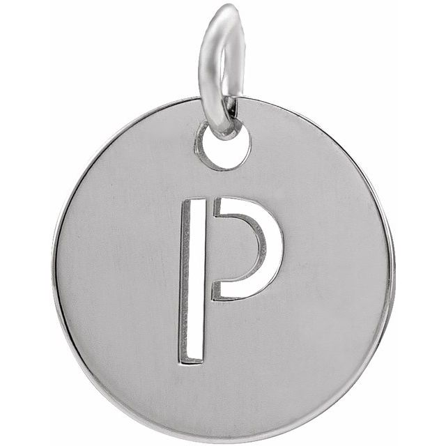 Sterling Silver Initial P 10 mm Disc Pendant