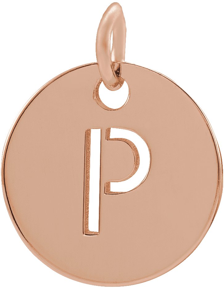 14K Rose Initial P 10 mm Disc Pendant Ref 16868441