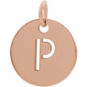 18K Rose Gold-Plated Sterling Silver Initial P 10 mm Disc Pendant