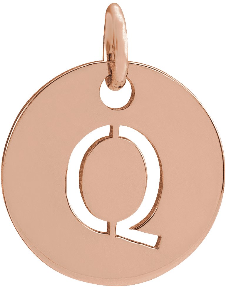 14K Rose Initial Q 10 mm Disc Pendant Ref 16868442