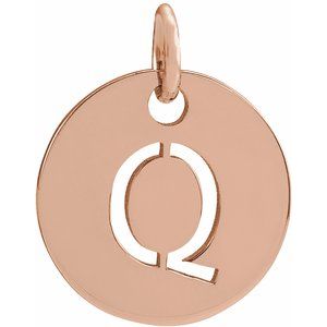 18K Rose Gold-Plated Sterling Silver Initial Q 10 mm Disc Pendant