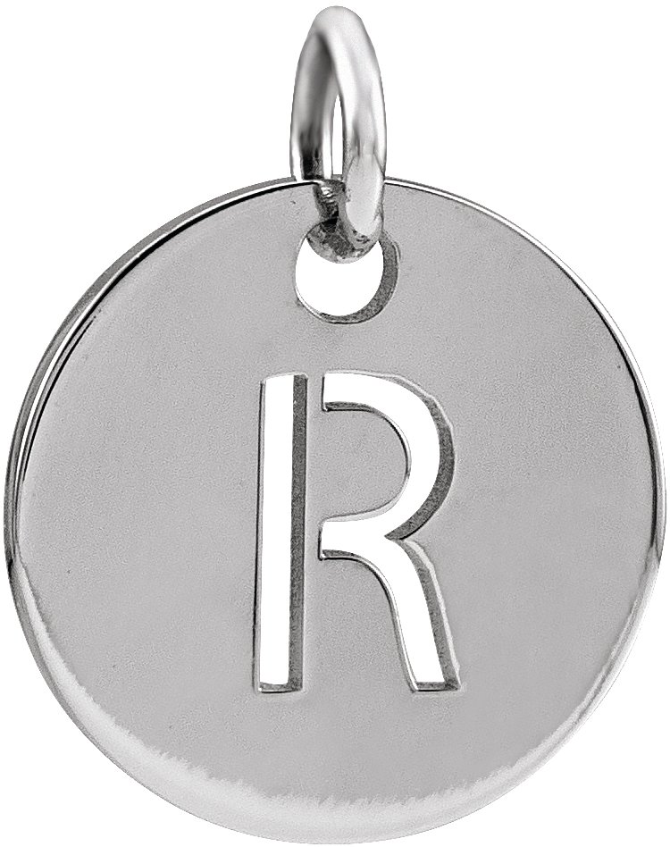 14K White Initial R 10 mm Disc Pendant Ref 16868417