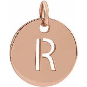 18K Rose Gold-Plated Sterling Silver Initial R 10 mm Disc Pendant