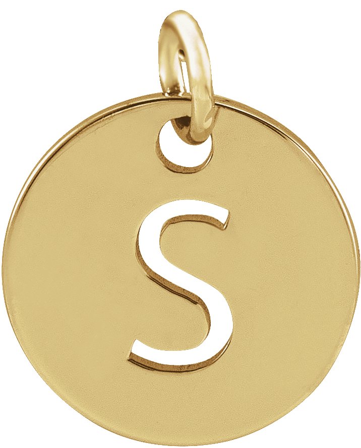 14K Yellow Initial S 10 mm Disc Pendant Ref 16868392