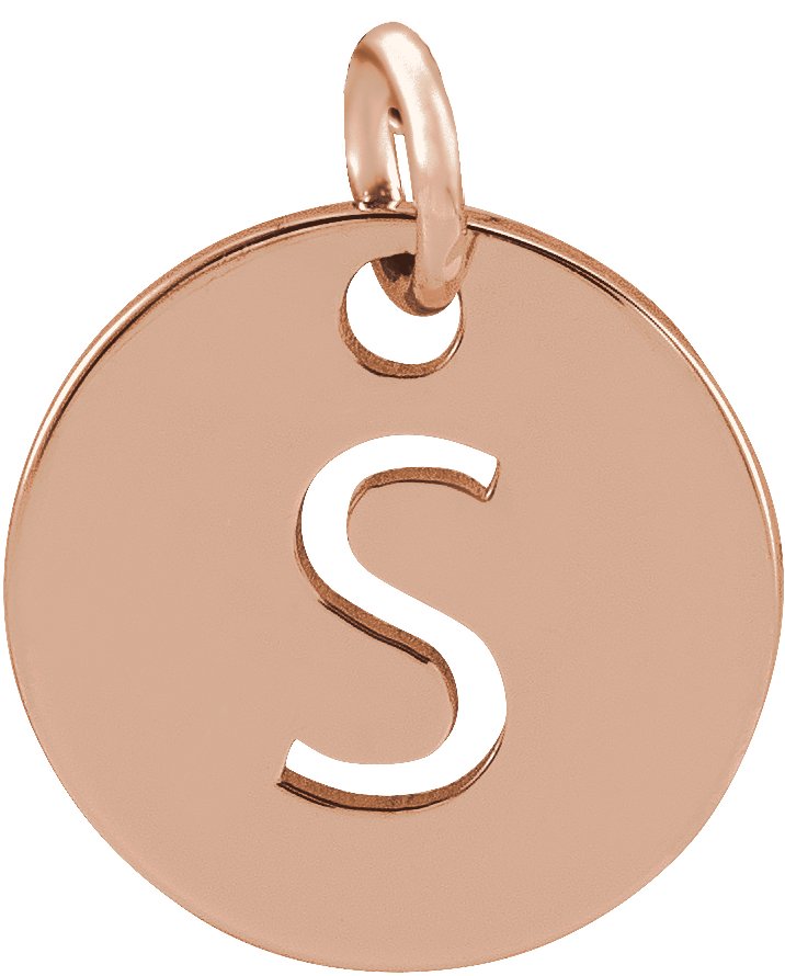 14K Rose Initial S 10 mm Disc Pendant Ref 16868444