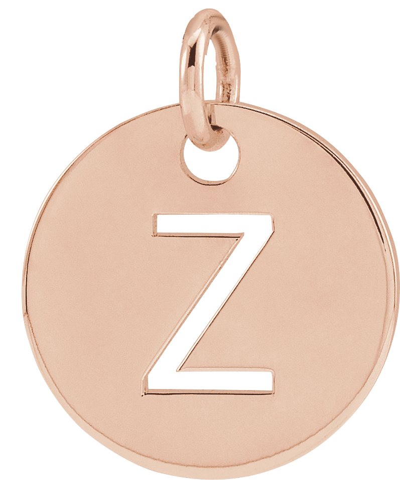 14K Rose Initial Z 10 mm Disc Pendant Ref 16868451