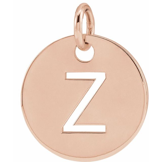 18K Rose Gold-Plated Sterling Silver Initial Z 10 mm Disc Pendant