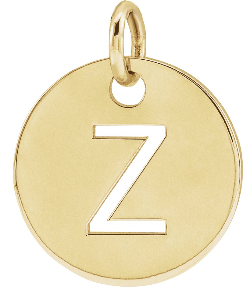 18K Yellow Gold Plated Sterling Silver Initial Z 10 mm Disc Pendant Ref 17697312