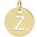 18K Yellow Gold-Plated Sterling Silver Initial Z 10 mm Disc Pendant