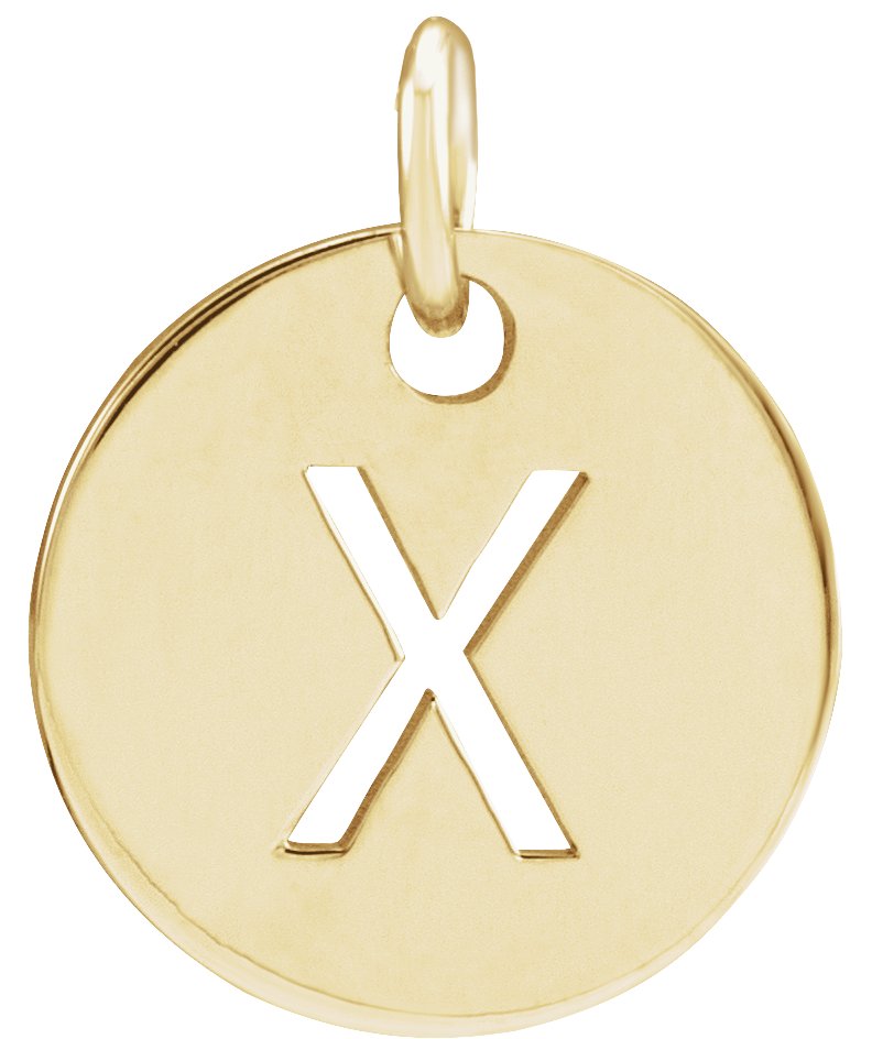 14K Yellow Initial X 10 mm Disc Pendant Ref 16868397