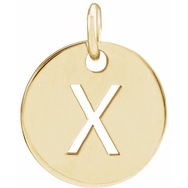 18K Yellow Gold-Plated Sterling Silver Initial X 10 mm Disc Pendant