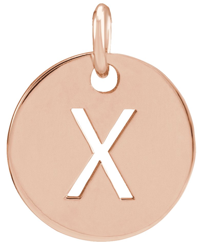 14K Rose Initial X 10 mm Disc Pendant Ref 16868449