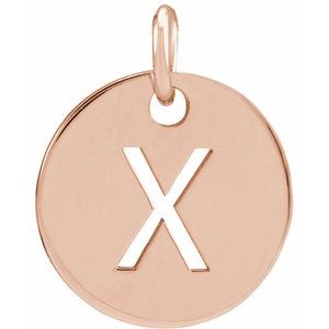 18K Rose Gold-Plated Sterling Silver Initial X 10 mm Disc Pendant