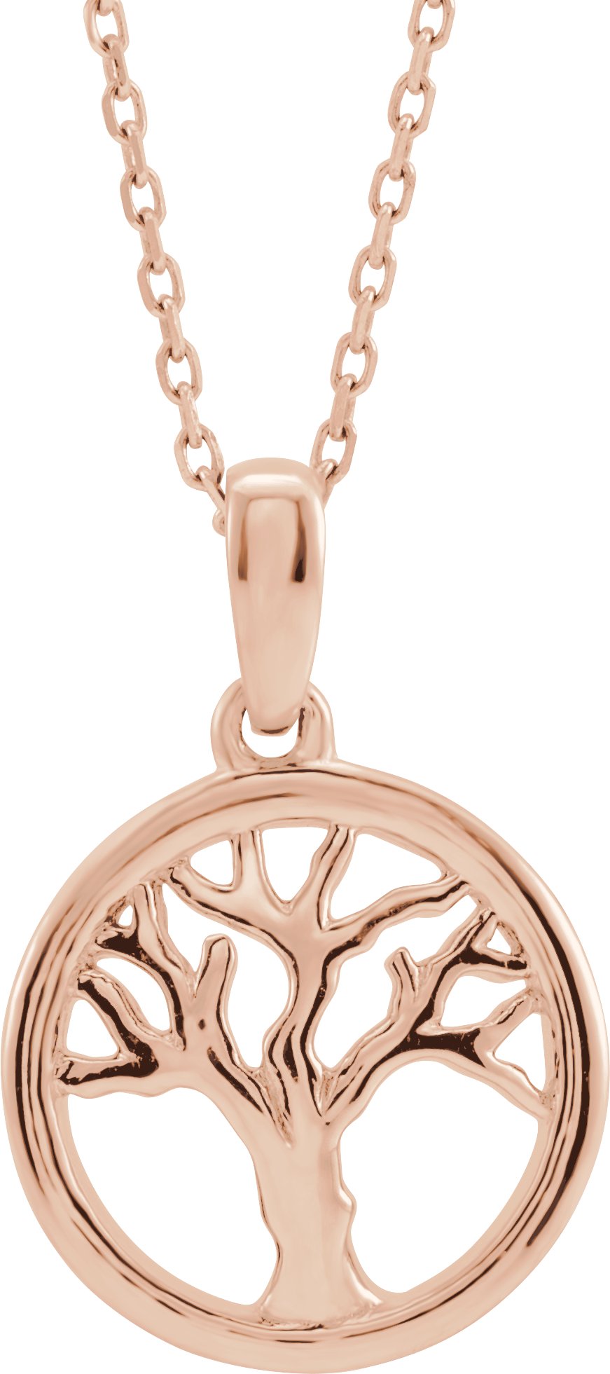 14K Rose Tree of Life 16-18" Necklace