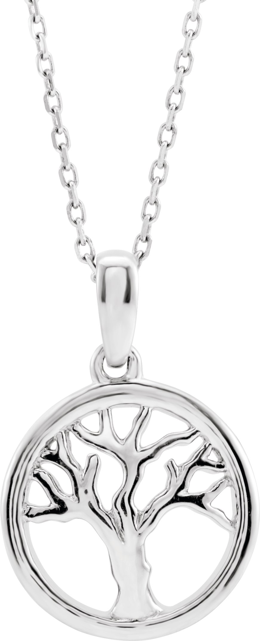 14K White Tree of Life 16-18" Necklace