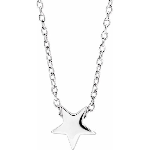14K White Star 16-18 Necklace
