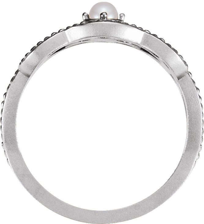 Cultured White Seed Pearl Granulated Ring view 2