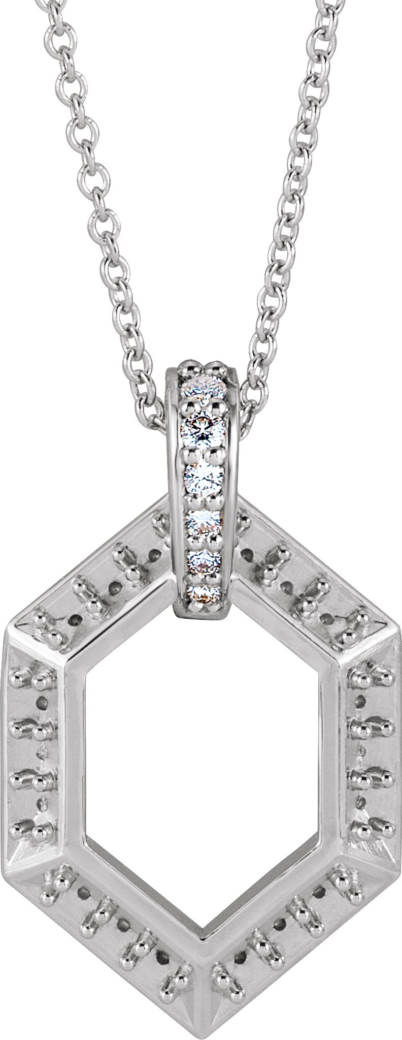 14K White 6 Stone Groups .06 CTW Diamond Semi Set Family 16 18 inch Necklace Ref. 16691529