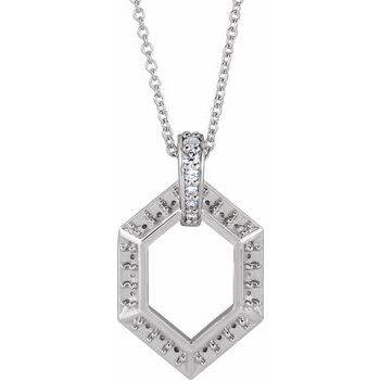 14K White 6 Stone Groups .06 CTW Diamond Semi Set Family 16 18 inch Necklace Ref. 16691529