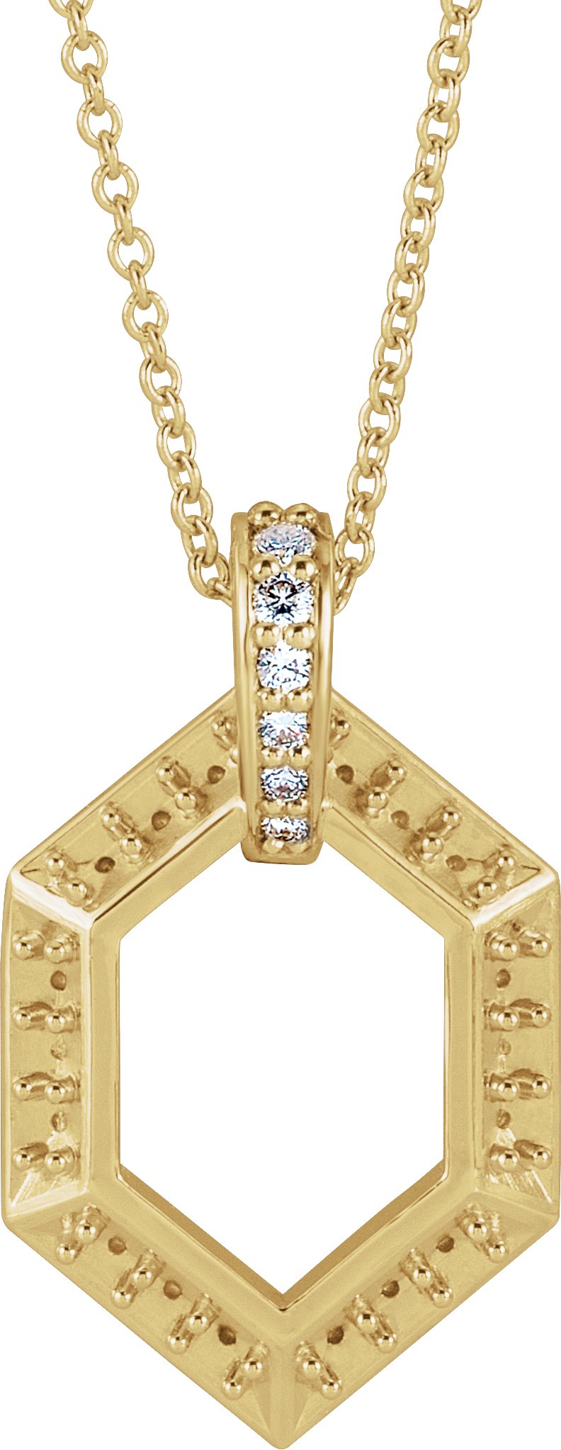 14K Yellow 6-Stone Groups .06 CTW Diamond Semi-Set Family 16-18" Necklace