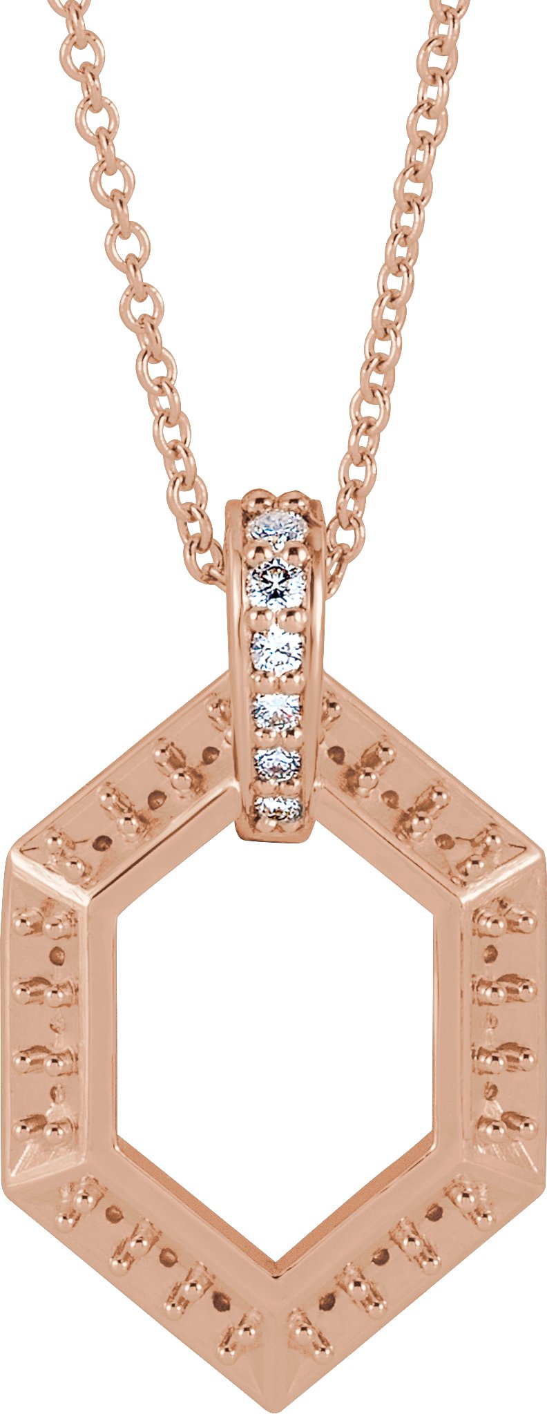 14K Rose 6 Stone Groups .06 CTW Diamond Semi Set Family 16 18 inch Necklace Ref. 16691531