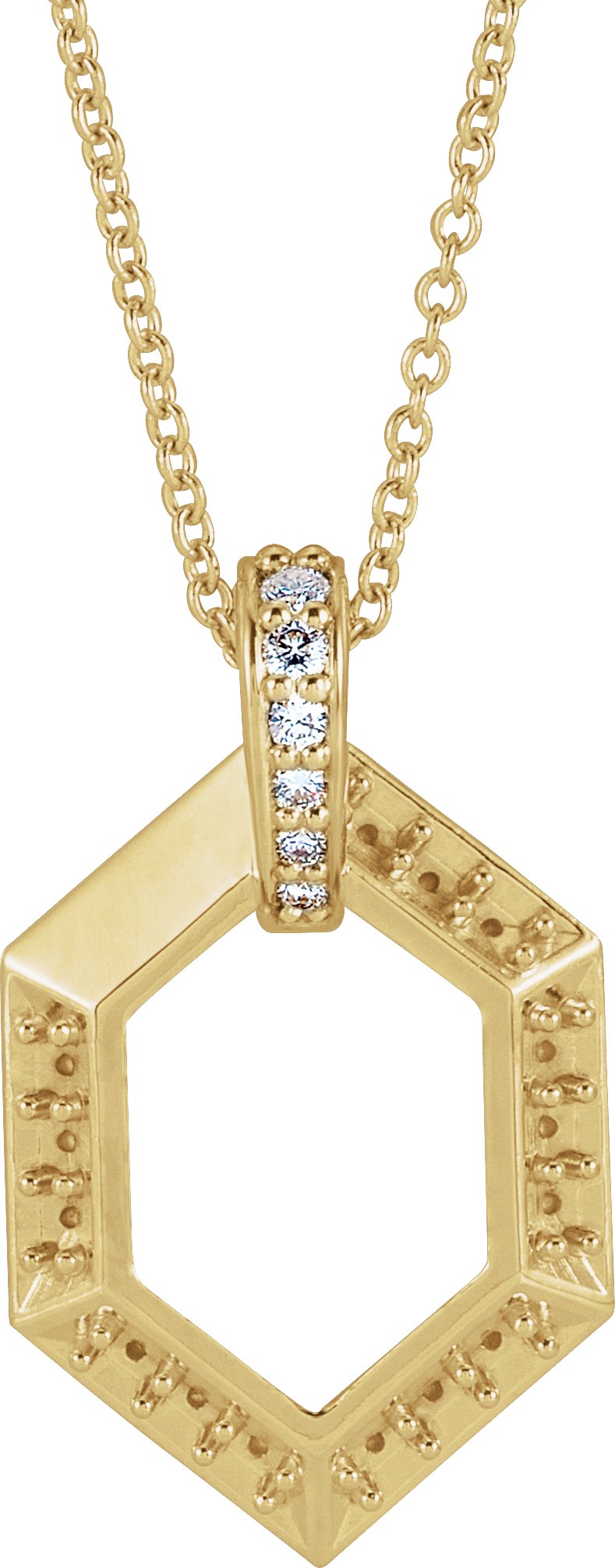 14K Yellow 5 Stone Groups .06 CTW Diamond Semi Set Family 16 18 inch Necklace Ref. 16691525