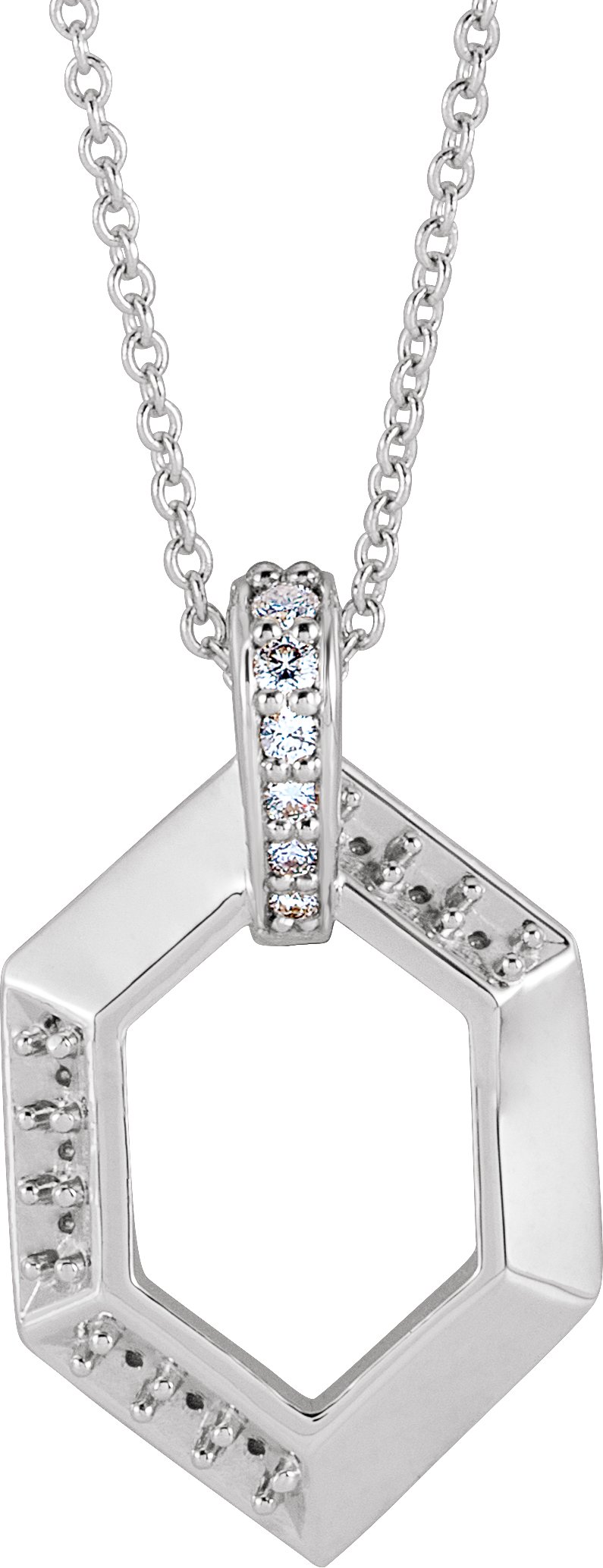 14K White 3 Stone Groups .06 CTW Diamond Semi Set Family 16 18 inch Necklace Ref. 16691514