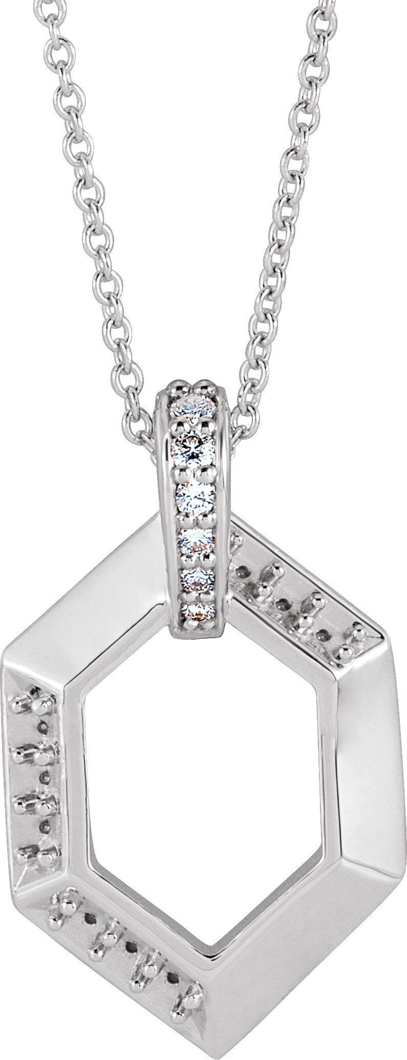 Sterling Silver 3 Stone Groups .06 CTW Diamond Semi Set Family 16 18 inch Necklace Ref. 16691518