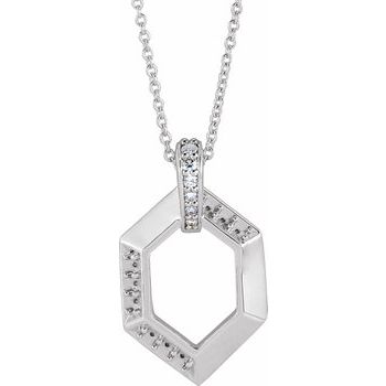 14K White 3 Stone Groups .06 CTW Diamond Semi Set Family 16 18 inch Necklace Ref. 16691514