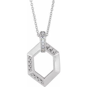 14K White 3-Stone Groups .06 CTW Diamond Semi-Set Family 16-18" Necklace