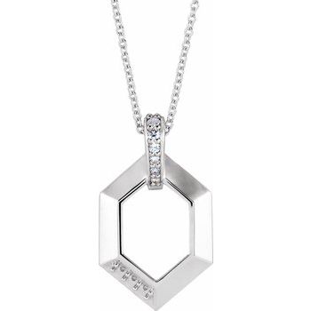 Sterling Silver 1 Stone Group .06 CTW Diamond Semi Set Family 16 18 inch Necklace Ref. 16691508